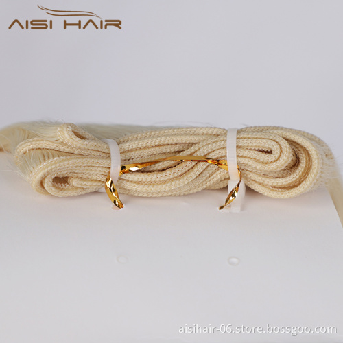 Aisi Hair 10A Brazilian Unprocessed Double Weft Blonde  Human Hair Bundles Double Drawn Human Hair Extension For Women
